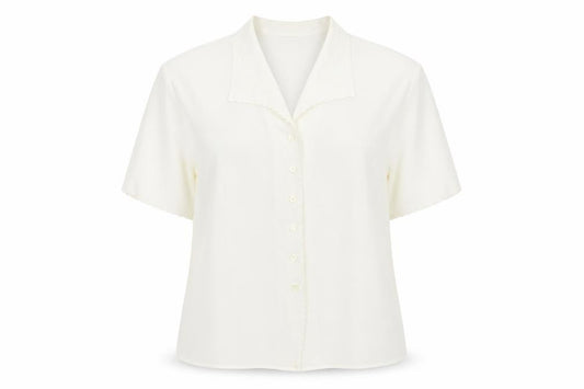 Front view of Berkertex Women's Ivory Button-Up Shirt, size 20