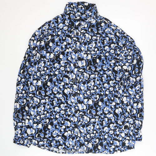 Next Women's Blue Button-Up Animal Print Shirt Size 6P