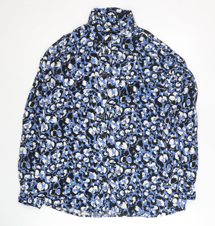 Next Women's Blue Button-Up Animal Print Shirt Size 6P