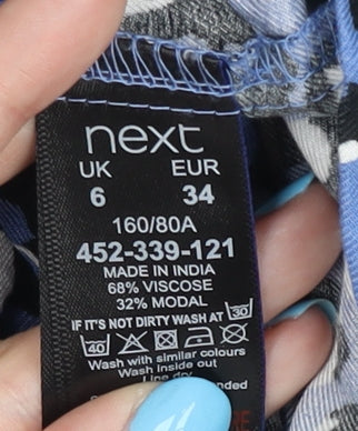 Next Women's Blue Button-Up Animal Print Shirt Size 6P