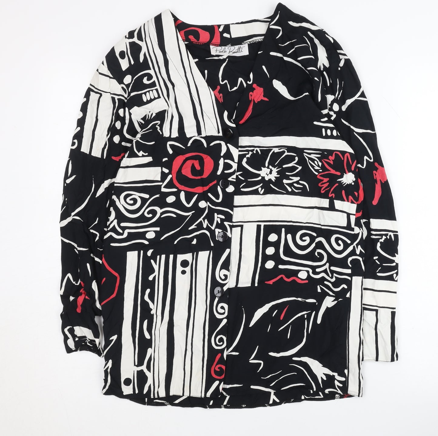 Paolo Benetti Women's Multicoloured V-Neck Blouse Size 10