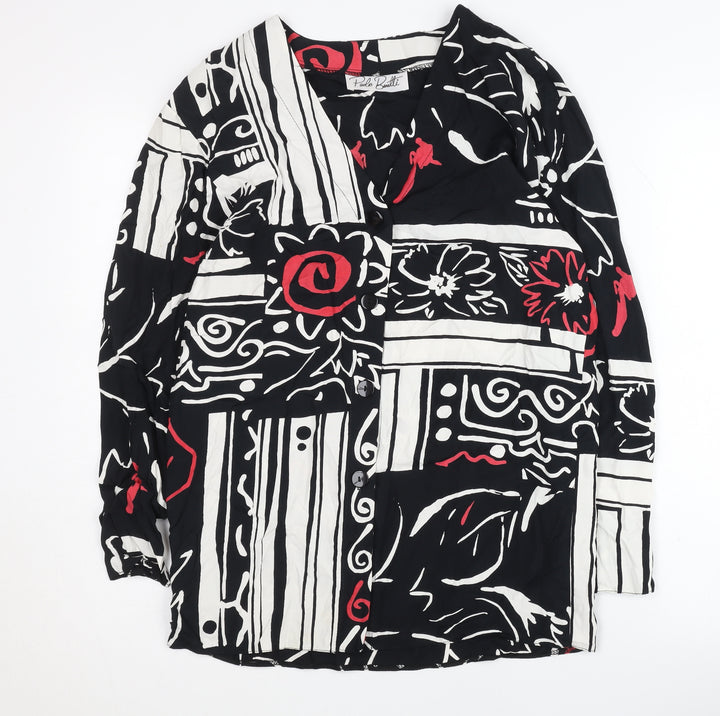 Paolo Benetti Women's Multicoloured V-Neck Blouse Size 10