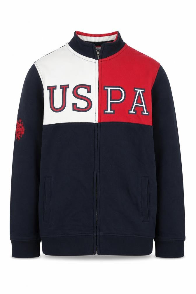 Front view of U.S. Polo Assn. boys’ track jacket 12-13 multicoloured