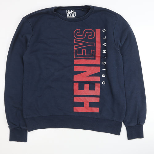 Henleys Men's Blue XL Graphic Print Pullover Sweatshirt