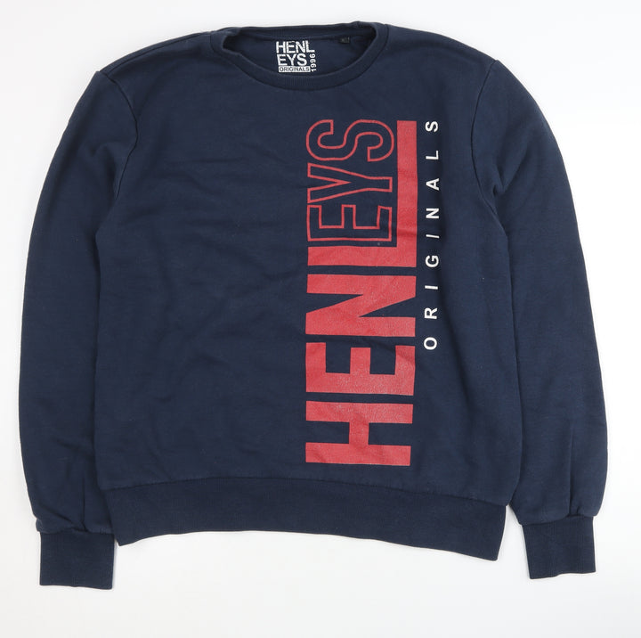 Henleys Men's Blue XL Graphic Print Pullover Sweatshirt