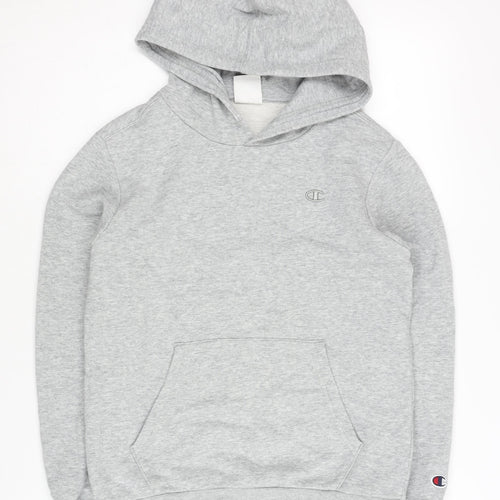 Champion Boys Grey Hoodie, Size L, Pullover with Logo