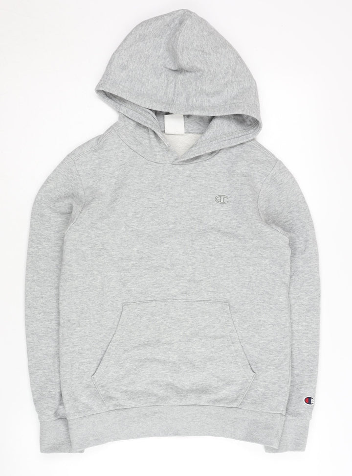 Champion Boys Grey Hoodie, Size L, Pullover with Logo