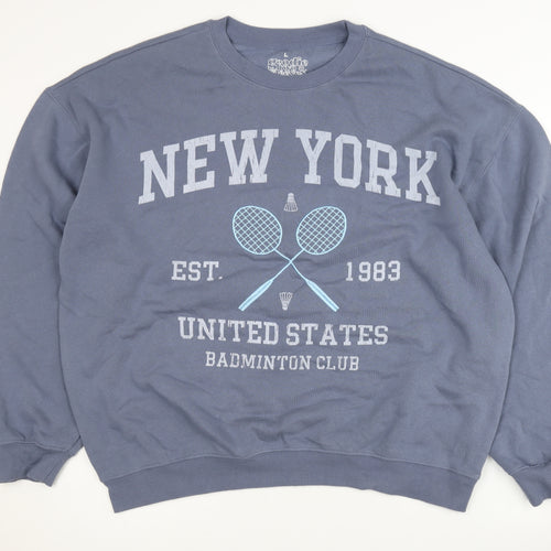 Goodie Two Sleeves Unisex Blue L Sweatshirt with Graphic Print
