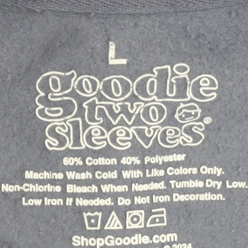 Goodie Two Sleeves Unisex Blue L Sweatshirt with Graphic Print
