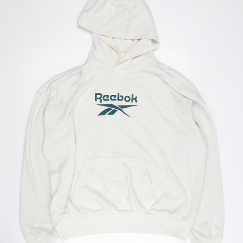 Reebok Unisex White Hoodie Large Casual Pullover