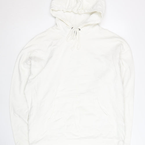 Collusion Men's White Hoodie L Pullover Cotton