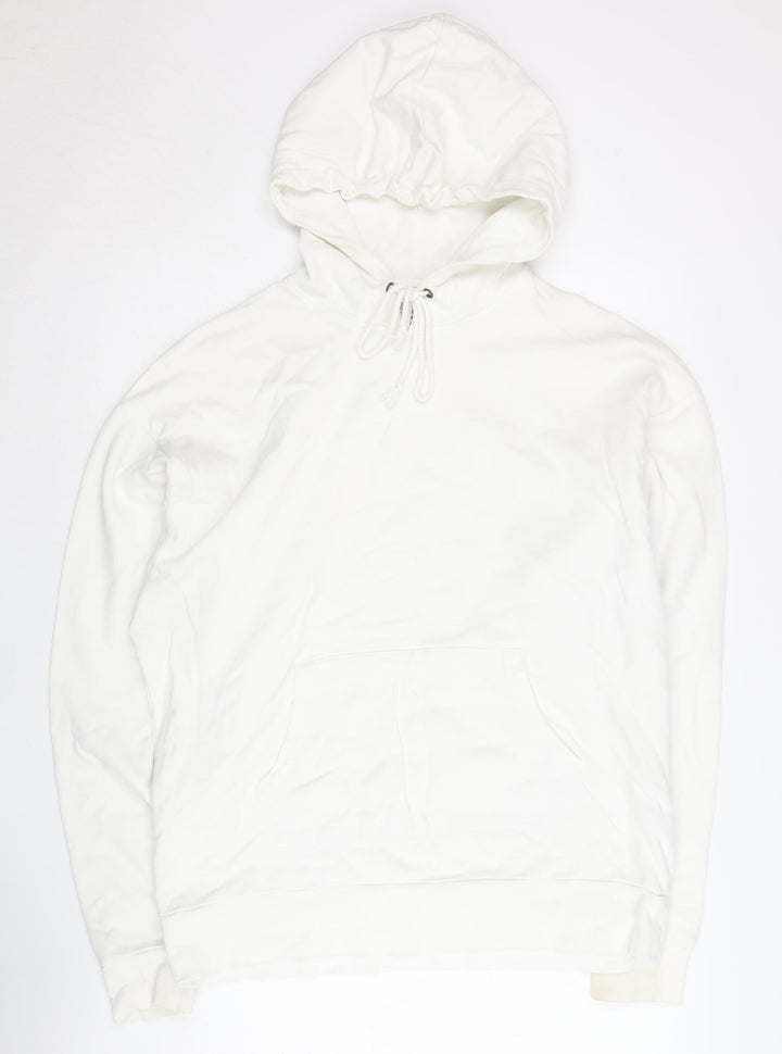 Collusion Men's White Hoodie L Pullover Cotton