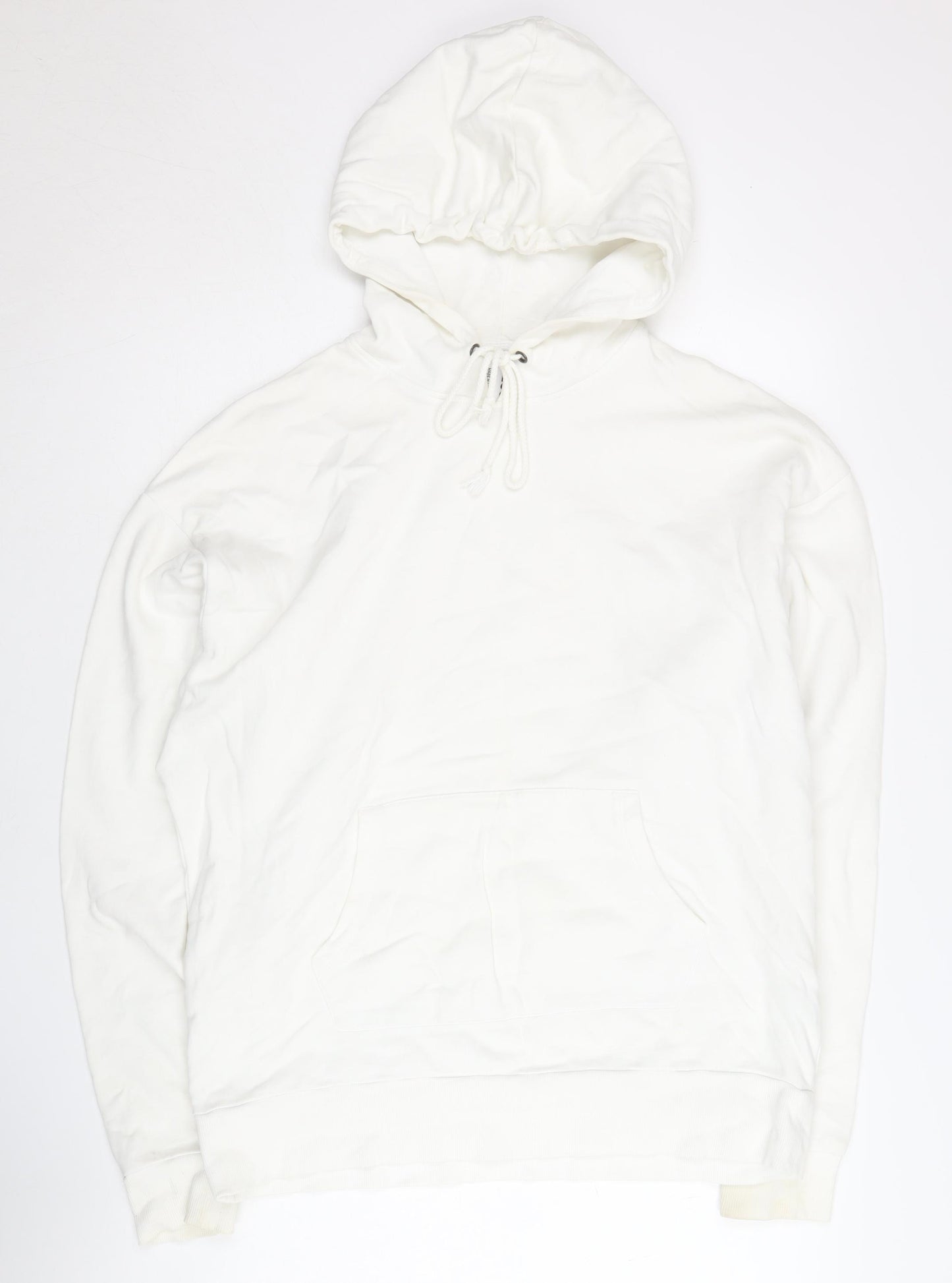 Collusion Men's White Hoodie L Pullover Cotton