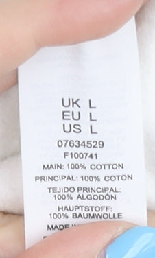 Collusion Men's White Hoodie L Pullover Cotton
