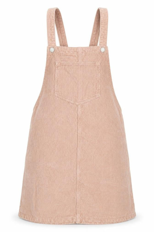 Front view of Topshop Beige Corduroy Pinafore Dress UK 10 Women