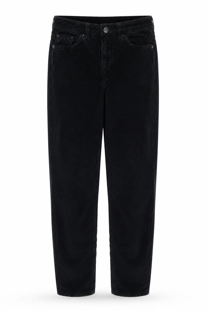 Front view of Topshop Women's Black Corduroy Trousers