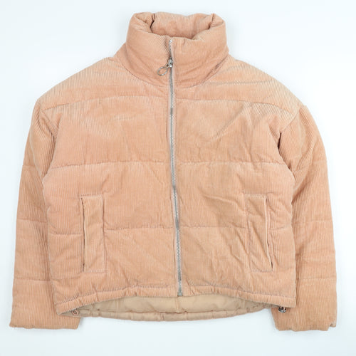 Topshop Women's Beige Cotton Puffer Jacket Size 6