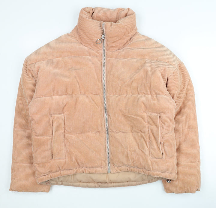 Topshop Women's Beige Cotton Puffer Jacket Size 6