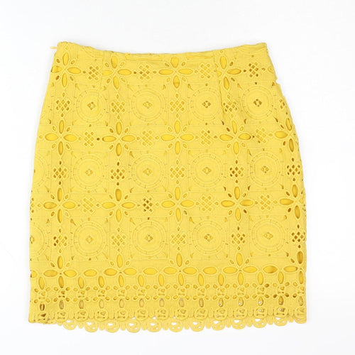 Missguided Women's Yellow Geometric Skirt, Size 10, Polyester