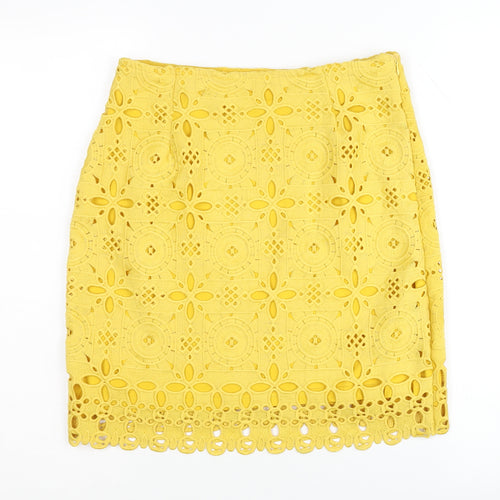 Missguided Women's Yellow Geometric Skirt, Size 10, Polyester