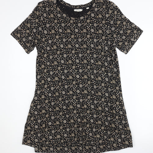 Fat Face Women's Floral T-Shirt Dress Black Size 10