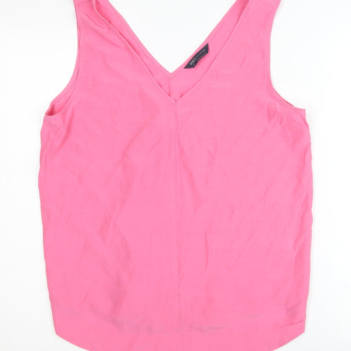 Marks and Spencer Women's Pink V-Neck Tank - Size 12