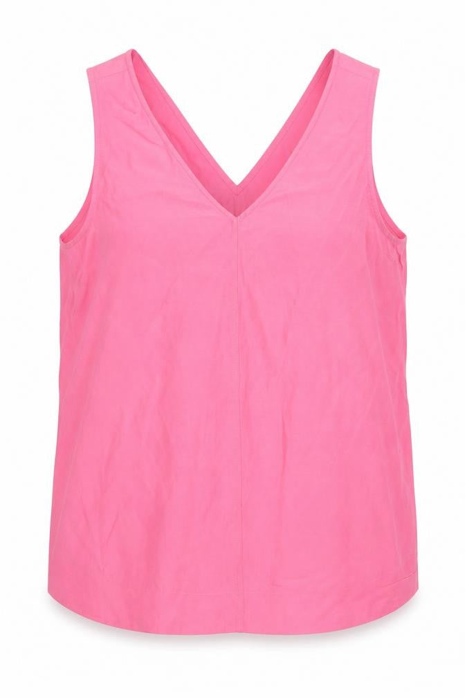 Front view of Marks & Spencer Women's Pink V-Neck Tank -, size 12