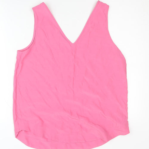 Marks and Spencer Women's Pink V-Neck Tank - Size 12