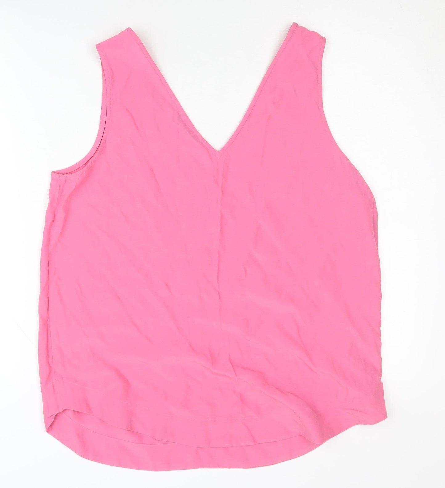 Marks and Spencer Women's Pink V-Neck Tank - Size 12