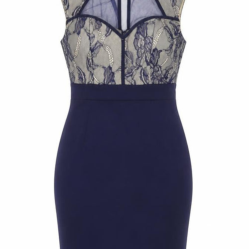 Little Mistress Petite Blue Lace Bodycon Dress Size 4
