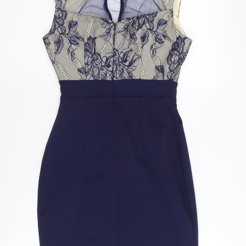 Little Mistress Petite Blue Lace Bodycon Dress Size 4