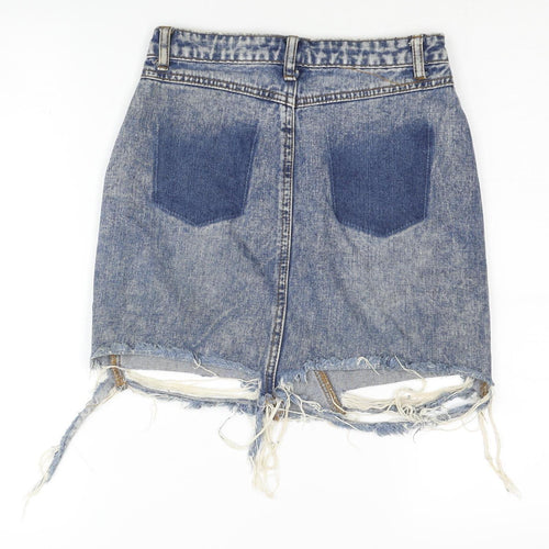 M Women's Blue Denim Mini Skirt, Size 6, Cotton