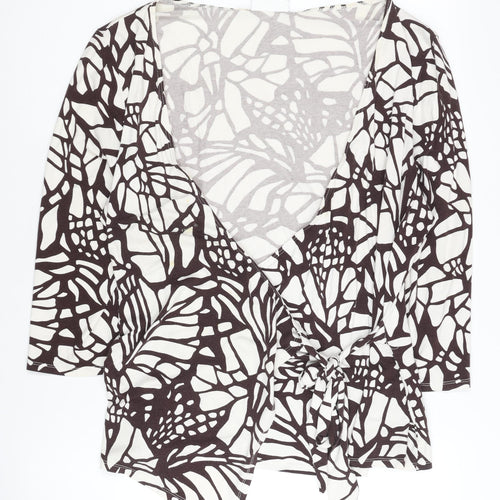 Wallis Women's White Geometric Wrap Tunic, Size 18
