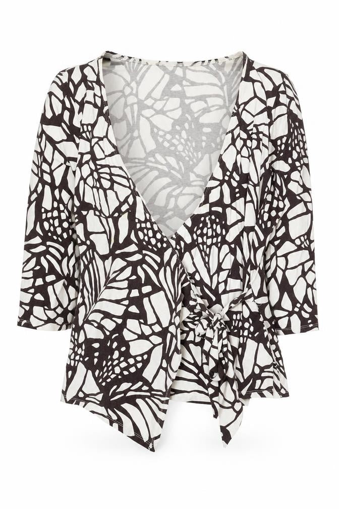 Front view of Wallis Women's White Geometric Wrap Tunic, size 18