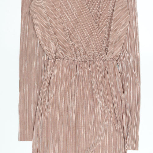 Quiz Women's Brown Wrap Dress Size 8 Party