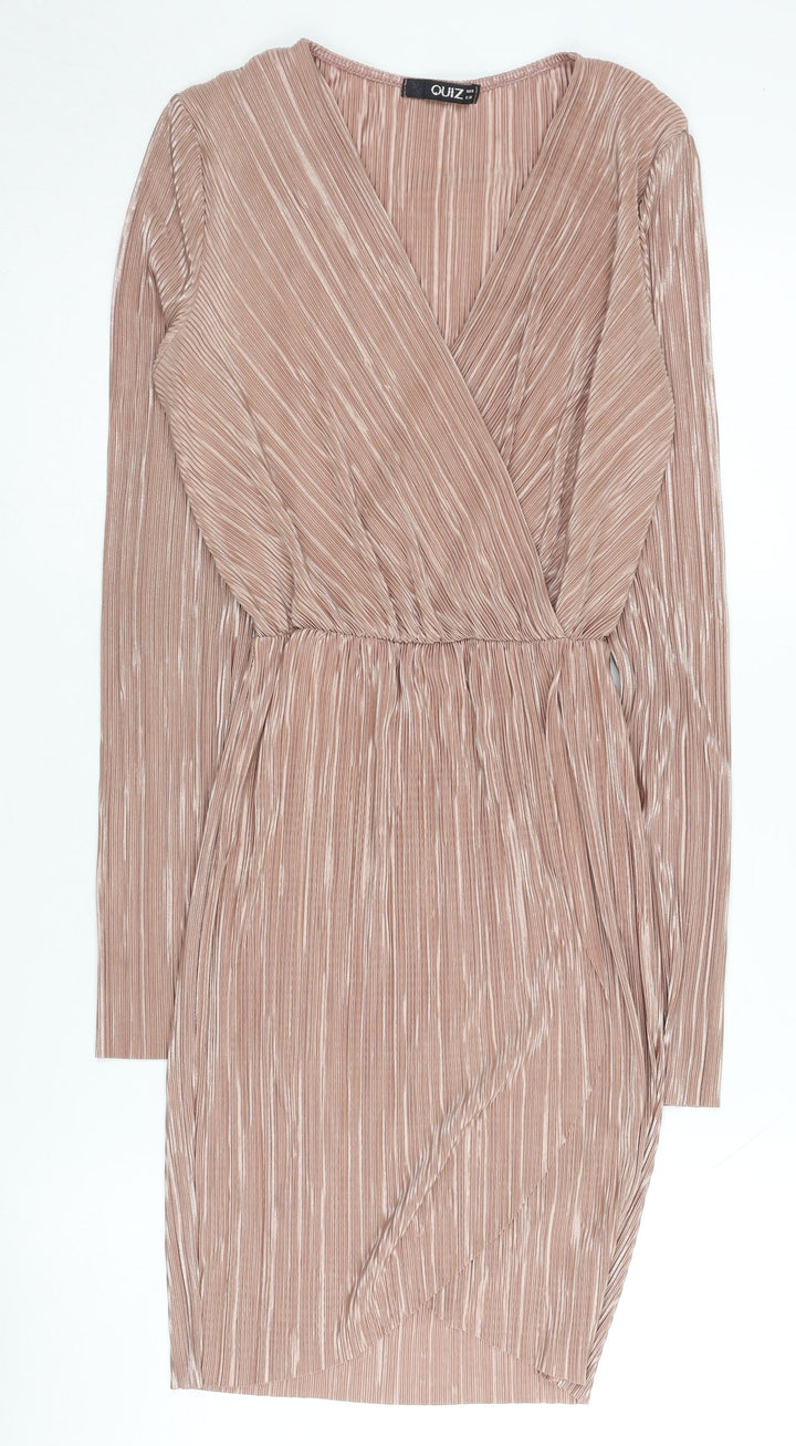 Quiz Women's Brown Wrap Dress Size 8 Party