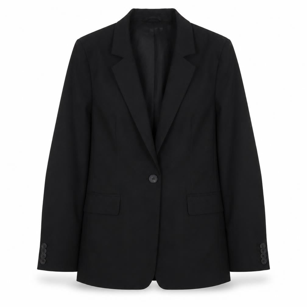 Front view of H&M Women's Black XS Blazer, Notch Lapel, Lined