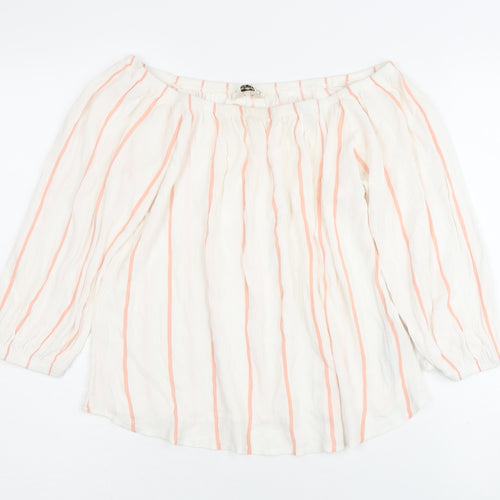 Miss Selfridge Women's White Striped Blouse UK 10