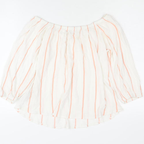 Miss Selfridge Women's White Striped Blouse UK 10
