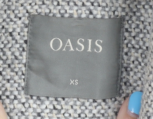 Oasis Women's Grey XS Pea Coat, Lined with Button Accents