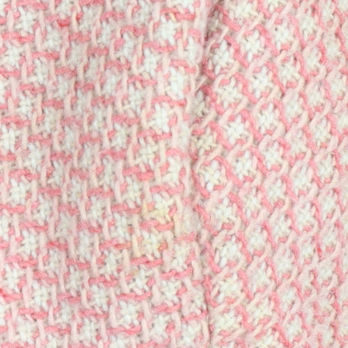 Next Pink Girls Pea Coat 3-4 Years Houndstooth Fur Trim
