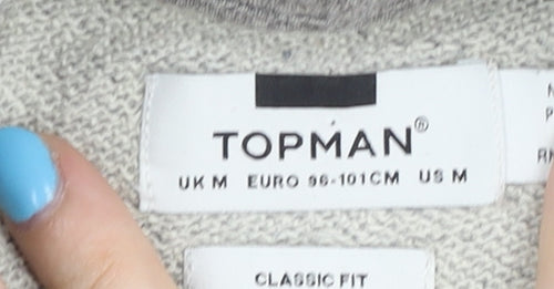 Topman Men's Grey Pullover Hoodie M Classic Fit