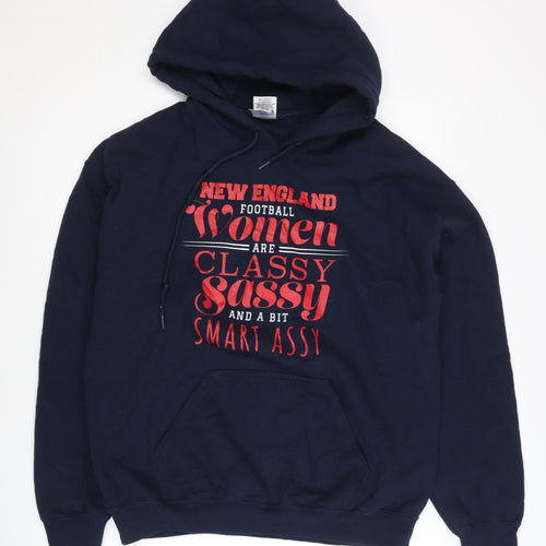 Gildan Women's Blue Pullover Hoodie, Size M, Graphic Print