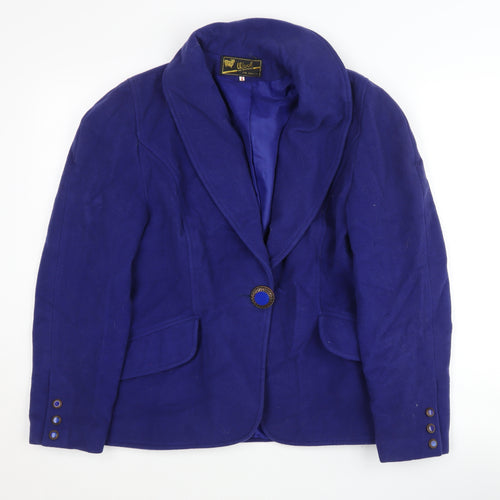 Women's Blue Wool Cashmere Blazer Shawl Lapel Size 2