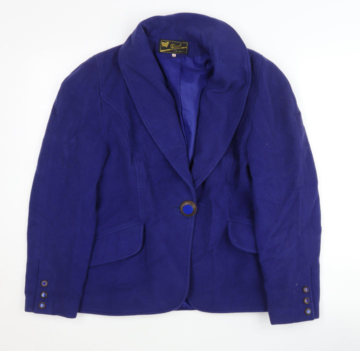 Women's Blue Wool Cashmere Blazer Shawl Lapel Size 2