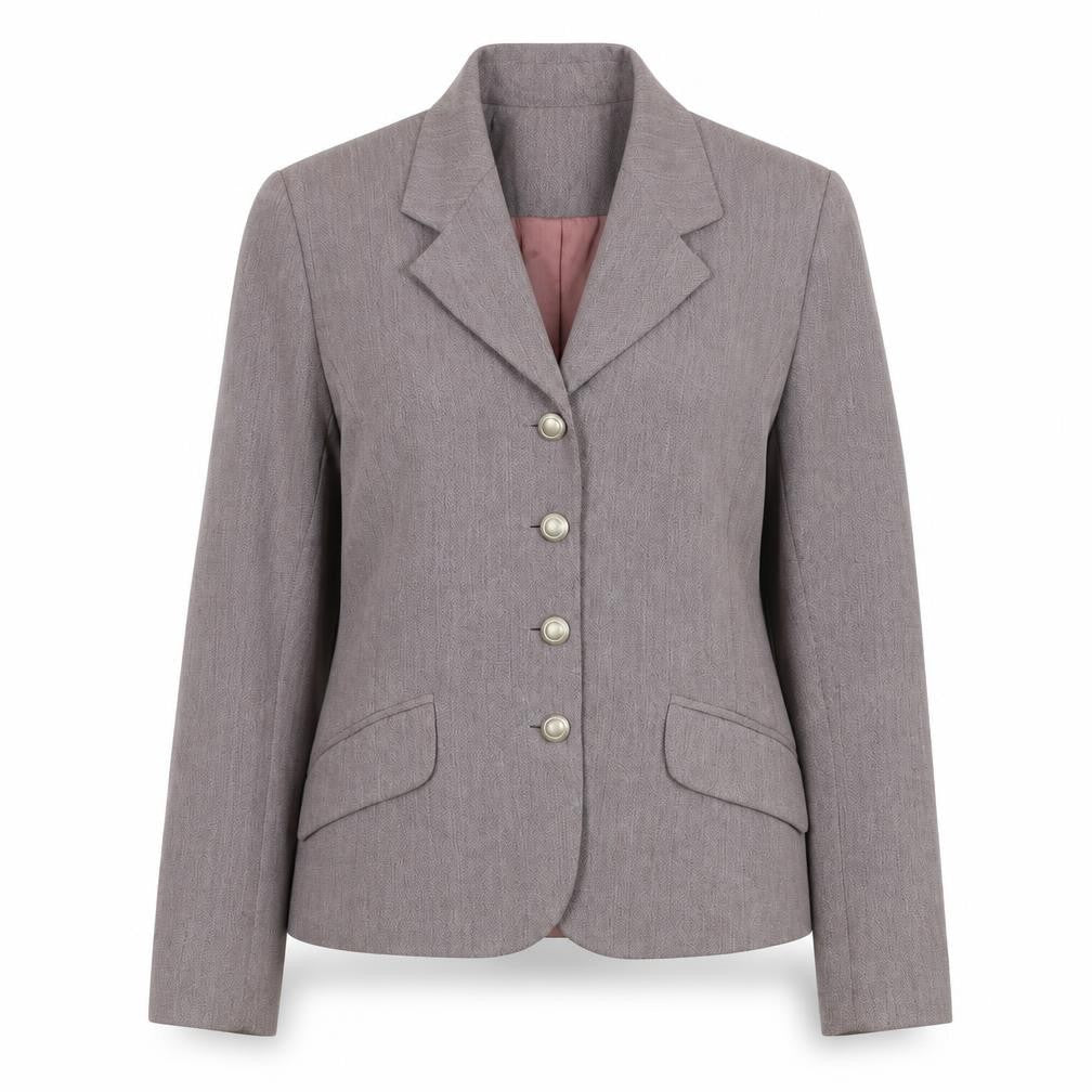 Front view of River Island Grey Women's Blazer, size 12, Notch Lapel, Lined