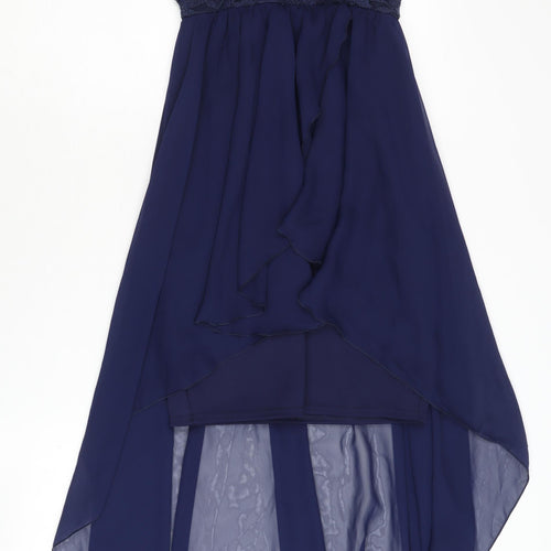 Quiz Women's Blue A-Line Off Shoulder Hi-Low Dress