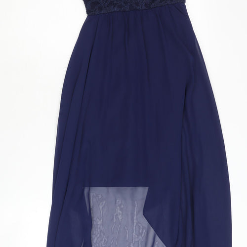 Quiz Women's Blue A-Line Off Shoulder Hi-Low Dress