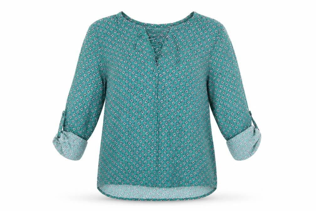 Front view of Tom Tailor Women's Green Floral Blouse, size 12