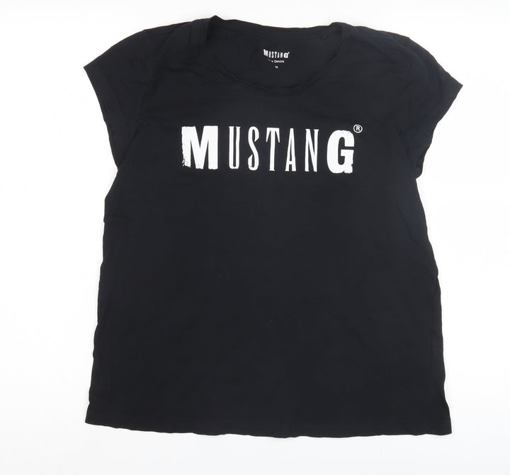 Mustang Unisex Black Crew Neck T-Shirt Medium